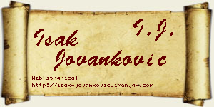 Isak Jovanković vizit kartica